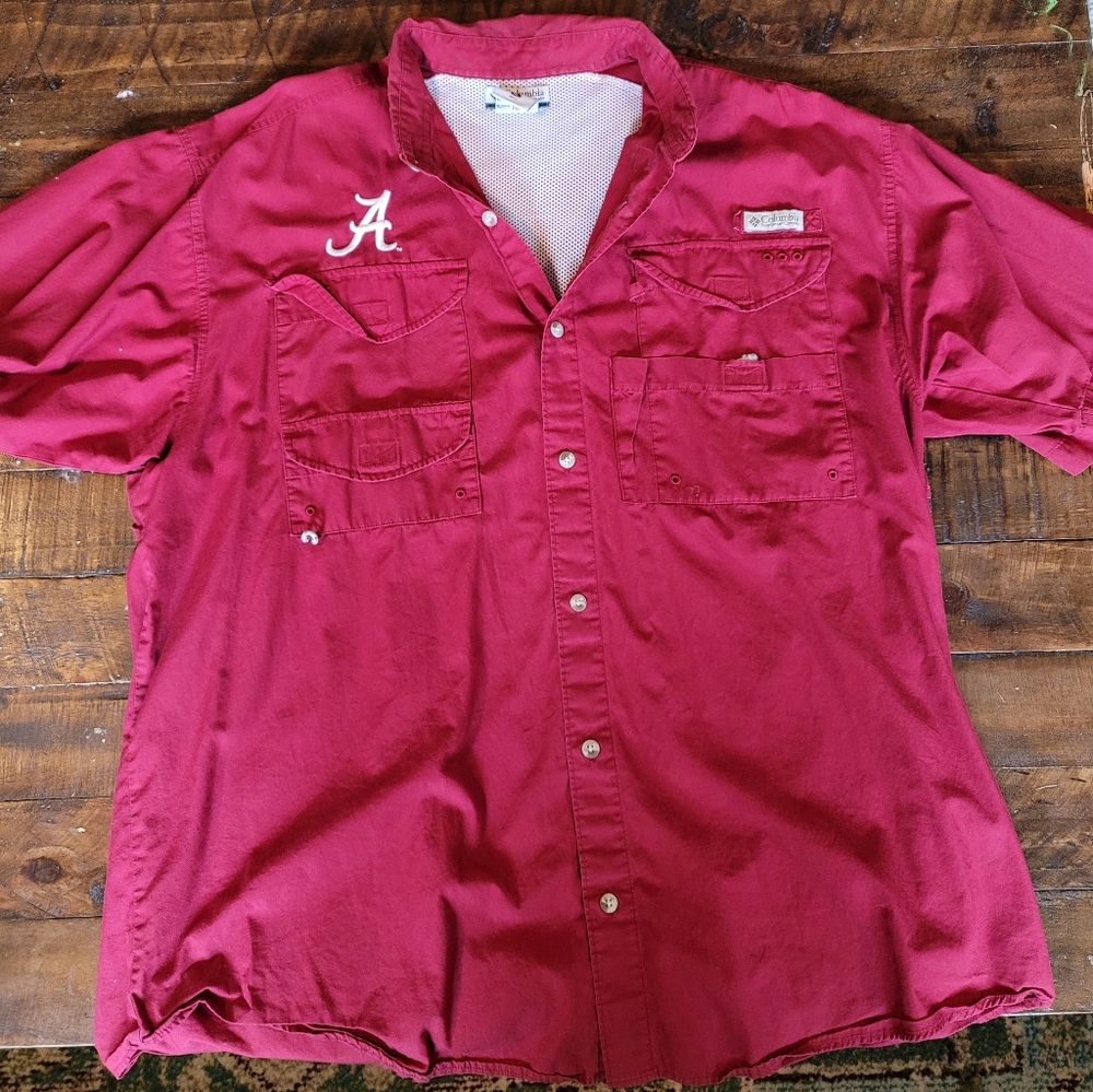 Alabama Crimson Tide Columbia PFG Bonehead Short Sleeve Shirt - Crimson